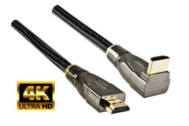 Premium HDMI Kabel HDMI Stecker auf Stecker, 2m DINIC Dubai Range, einseitig gewinkelt, schwarz